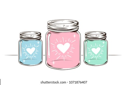 Hand Draw  flower Jar