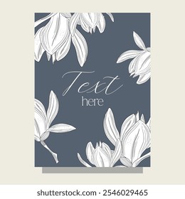 Hand draw flower outline border frame card  