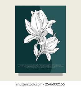 Dibujar a mano la tarjeta de marco de contorno de flor