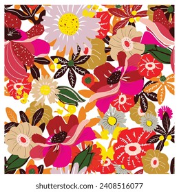 hand draw flower print placement, vector format both side repeat seamless high quality vector file ready for printing.