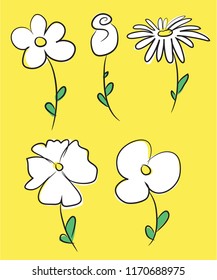 Hand draw flower set vector