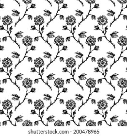 hand draw flower,blossom cluster seamless pattern 