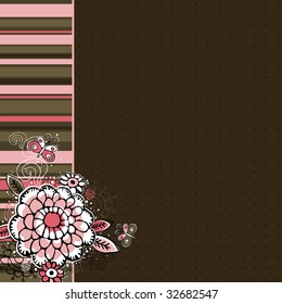 hand draw  flowers on brown background