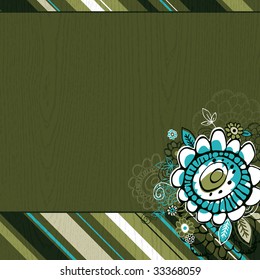 hand draw  flowers on green grunge background