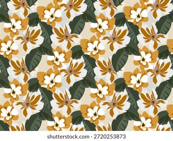 Dibuja a mano el patrón de flores. Diseño de patrón abstracto sin fisuras en Vector