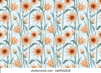  Dibujar flores a mano sin fisuras para papel de tela textil.