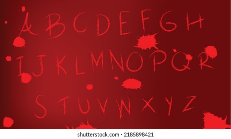 hand draw font style in red blood color