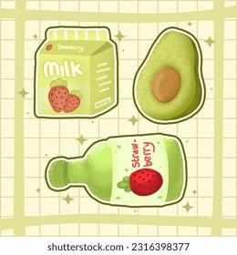 Hand draw food snack sticker set