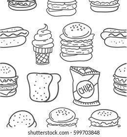 Hand draw of food various doodles