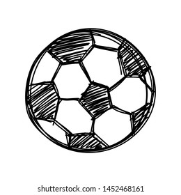 Hand draw football ball isolated illustration on white background