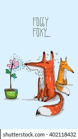 hand draw foxes with love