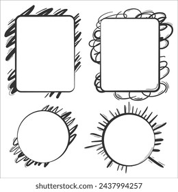 hand draw frame with doodle decoration for selecting text. vector on white background