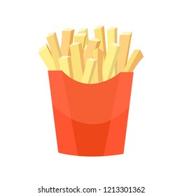 Hand draw french fries. Vector Potatoes French Fries in Red Carton Package Box Isolated on White background. Fast Food