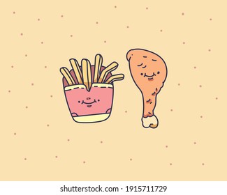 Hand draw french fries vector illustration . french fries doodle