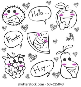 Hand draw of fruit doodles