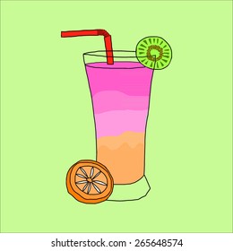 Hand draw of fruit juice and smoothie drink illustration on background