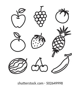 hand draw fruit set, vector