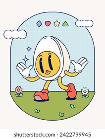 Hand draw Funny Retro vintage old trendy cartoon character mascot Contemporary illustration Doodle Comic collection