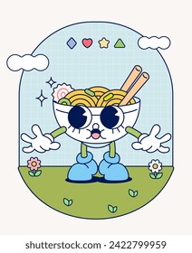 Hand draw Funny Retro vintage old trendy cartoon character mascot Contemporary illustration Doodle Comic collection