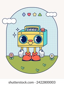 Hand draw Funny Retro vintage old trendy cartoon character mascot Contemporary illustration Doodle Comic collection