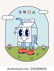 Hand draw Funny Retro vintage old trendy cartoon character mascot Contemporary illustration Doodle Comic collection