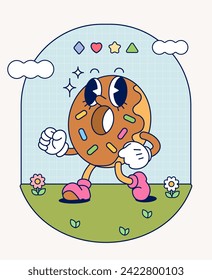 Hand draw Funny Retro vintage old trendy cartoon character mascot Contemporary illustration Doodle Comic collection