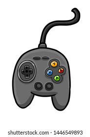 Hand draw gamepad icon in doodle style for your design with lettering.