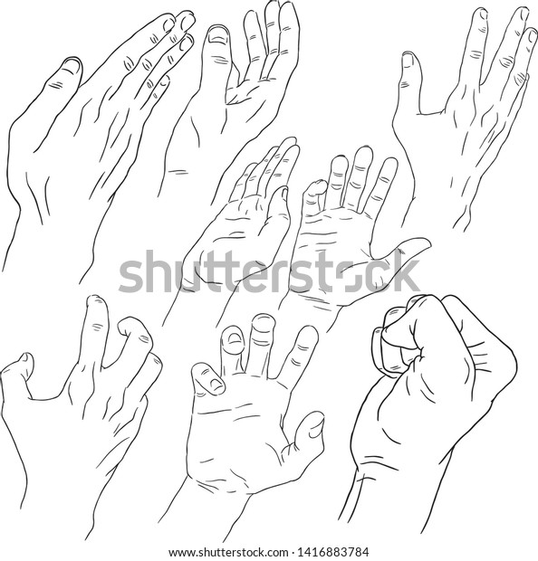 Hand Draw Gesture Black Line Art Stock Vector Royalty Free 1416883784