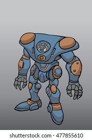 Hand draw of Giant robot preparing for fight
