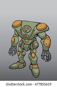 Hand draw of Giant robot preparing for fight