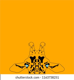 Hand draw of giraffe in black on orange background