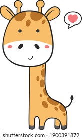 Hand draw giraffe with heart