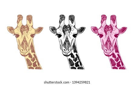 hand draw giraffe pattern style