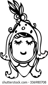 hand draw of girl sleep design