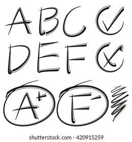 hand draw grades results and circle markers, check marks