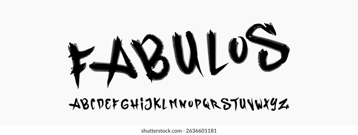  Hand Draw Graffiti Vector Font. Uppercase Alphabet