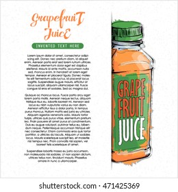 Hand draw of grapefruit juice. Vector illustration.