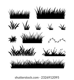 hand draw grass silhouette vector collection