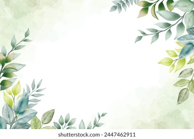 hand draw green leaves background watercolor