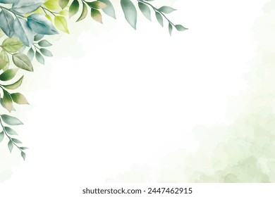 hand draw green leaves background watercolor