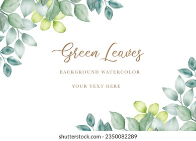hand draw green leaves watercolor background
