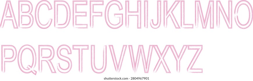 Hand draw grunge pink scribble alphabet, letters isolated on white	