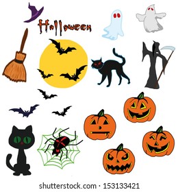  Hand draw of Halloween collection, vector illustration