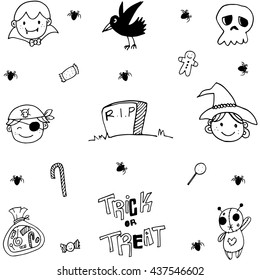 Hand draw halloween in doodle vector art