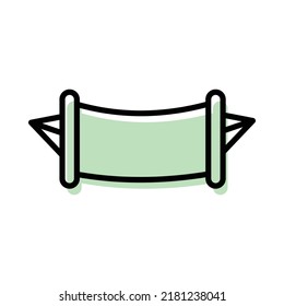 Hand draw hammock outline flat icon, Adventure summer time enjoy 