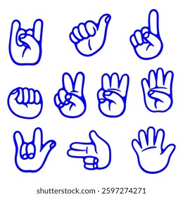 hand draw hands collection on white background