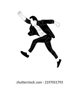 Hand draw happy man jumping