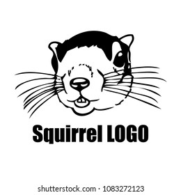 hand draw head squirrel logo - vector illustration