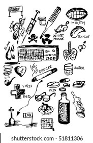 hand draw health care symbols