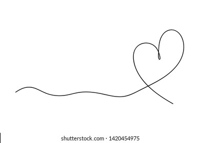 Hand draw heart drawing in continuous line. Decoration element for design. Vector Illustration